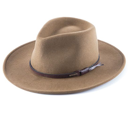 Stetson+Outdoor+Brown+Bozeman+Hat Classic Brown Felt Hat With Flat Crown, Brown Riding Hats With Short Brim, Brown Short Brim Riding Hats, Brown Flat Brim Hat For Riding, Brown Brimmed Riding Hats, Leather Curved Brim Riding Hat, Leather Riding Hat With Curved Brim, Classic Brown Hat With Leather Sweatband, Leather Hat With Curved Brim For Riding