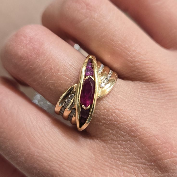 Excellent Pre-Owned Vintage Condition Please Refer To Photos For Overall Condition, Any Signs Of Wear, And Approximate Measurement Verified 14k By The Goldsmith By Rudi, Ltd. Approx. Size 7.5, See Photo On Sizer 14k Gold Rubies Diamonds Reasonable Offers Welcome New To Poshmark? Use Code Randonxo For $10 Off Your First Order! Gold Jewelry Collection, Ruby Wedding Rings, Ruby Diamond Ring, Ruby Diamond Rings, Ruby Diamond, Womens Jewelry Rings, Diamond Ring, Gold Jewelry, Jewelry Collection