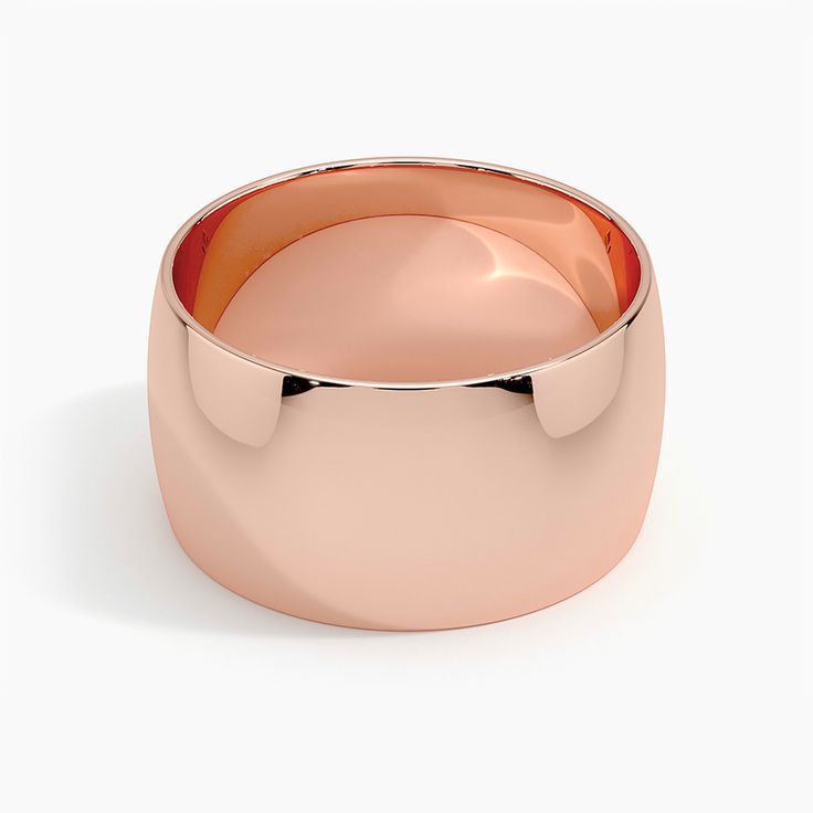 Ellis Ring - 14K Rose Gold. A lustrous and wide cigar band creates a statement-worthy look in this on-trend and effortlessly chic style. Due to the width of this ring, we suggest ordering a 1/2 size up for the best fit. Formal Rose Gold Rings With Polished Finish, Elegant Rose Gold Dome Ring For Formal Occasions, Elegant Rose Gold Dome Ring With Polished Finish, Formal Fine Jewelry Wide Band Ring With Open Band, Formal Fine Jewelry Wide Band Open Ring, Formal Fine Jewelry Open Band Wide Ring, Modern Rose Gold Dome Ring With Polished Finish, Elegant White Gold Thick Band Ring, Modern Rose Gold Rings With Polished Finish