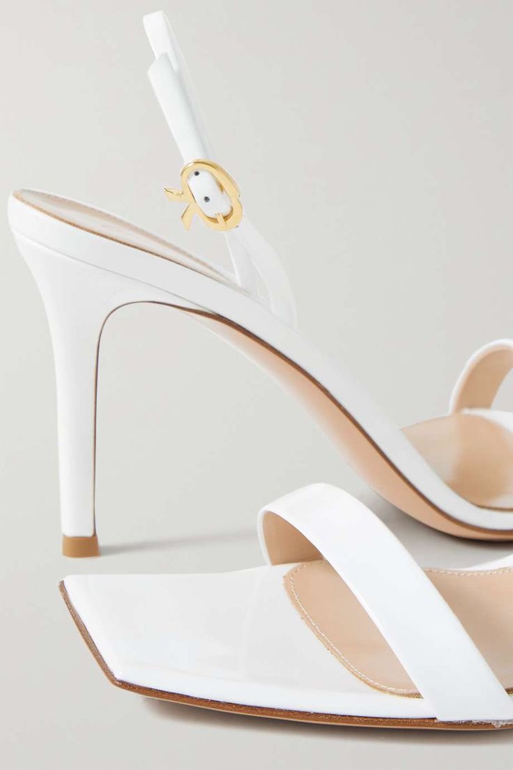 White Vernice 85 patent-leather slingback sandals | GIANVITO ROSSI | NET-A-PORTER Rossi Shoes, Slingback Sandals, Slingback Sandal, Mid Heel, Gianvito Rossi, Net A Porter, Women Collection, Luxury Design, Designer Shoes