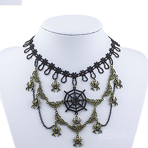 Arras Creations Halloween Vintage Handmade Gothic Lace Spider Choker Necklace for Women / AZVGNEA14-1BG Modern Cyberpunk, Steampunk Choker, Victorian Gown, Gothic Lace, Lace Choker Necklace, Flower Choker Necklace, Gothic Chokers, Goth Clothing, Flower Choker