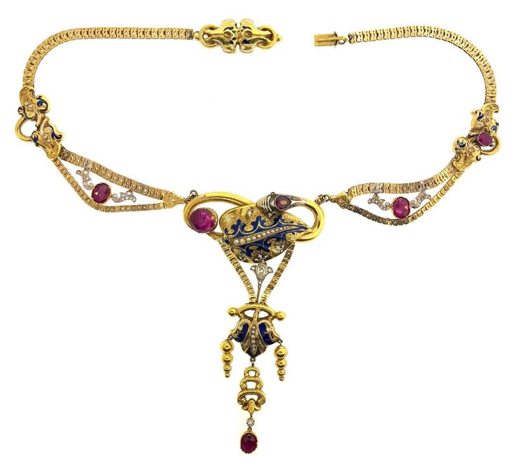 WOW English Victorian Snake Necklace Diamond Ruby Pearl Enamel 18K yellow gold | eBay Luxury Oval Jewelry For Opera, Victorian 22k Yellow Gold Jewelry, Evening Yellow Gold Cabochon Jewelry, Antique Yellow Gold Jeweled Necklaces, Antique Yellow Gold Necklaces With Jewels, Antique Yellow Gold Necklace With Cabochon, Antique 22k Yellow Gold Jewelry, Yellow Gold Oval Jewelry For Opera, Victorian 22k Gold Hallmarked Jewelry