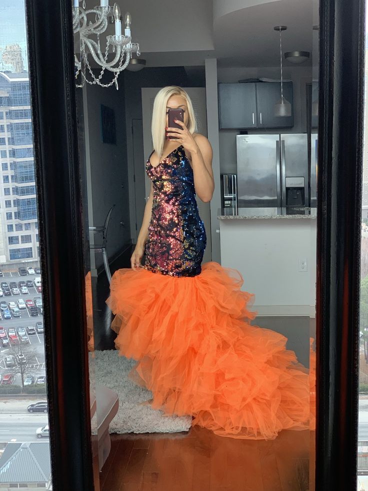 Orange tulle sequins dress – Oyemwen Prom Mermaid Dress With Sequins And Fitted Bodice, Fitted Contrast Sequin Gown For Prom, Fitted Tulle Dress For Prom, Glamorous Sequined Gown For Parties, Glitter Tulle Evening Dress For Gala During Prom Season, Gala Ball Gown Evening Dress With Sequins, Party Season Evening Gown With Contrast Sequin, Glamorous Glitter Tulle Gown For Prom Season, Glamorous Glitter Tulle Gown For Prom