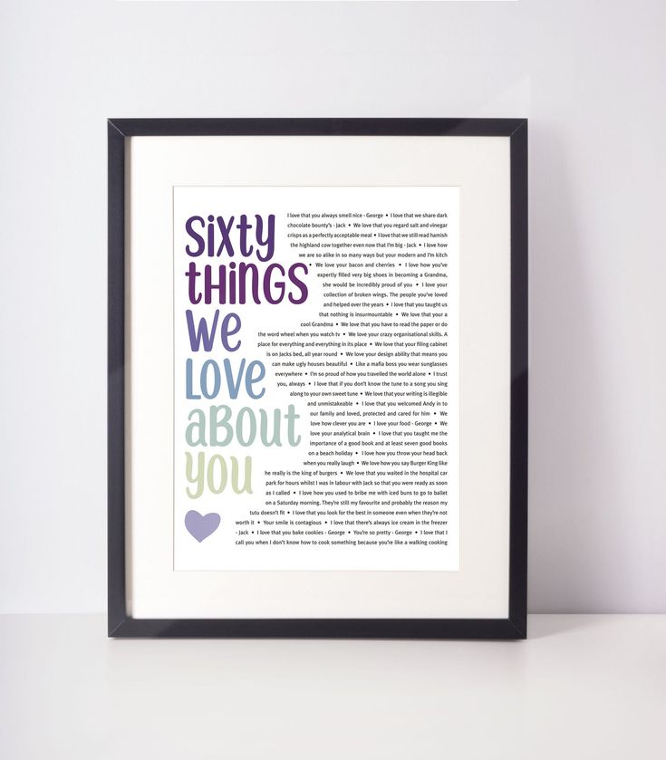 a framed book page with the words forty things we love about you