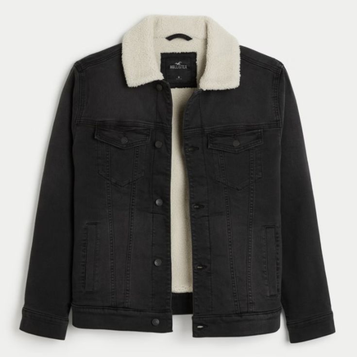 *All Items That Aren't Nwt Are In Excellent Condition *Stock Photos Show Cream Colored Sherpa, Actual Color On Jacket Is Black *Could Be Worn By A Woman,Since It's Xs Probably Look And Fit Better On One An Authentic Denim Jacket In Black Designed With A Classic Trucker Silhouette, Featuring Seam Detailing, Button-Down Chest Pockets, A Full Button Closure And Super Soft Faux Shearling Lining. Front Pockets, Collar. Imported. Faux Fur Lining:100% Polyester / Shell:80% Cotton, 18% Polyester, 2% Ela Black Denim Winter Jacket, Winter Black Denim Jacket, Black Denim Jacket For Winter, Black Denim Winter Outerwear, Cotton Denim Jacket For Workwear In Winter, Black Denim Fall Outerwear, Black Denim Outerwear For Fall, Casual Winter Denim Jacket For Work, Black Cotton Denim Jacket For Winter