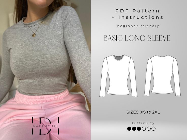 the basic long sleeve top sewing pattern is easy to sew