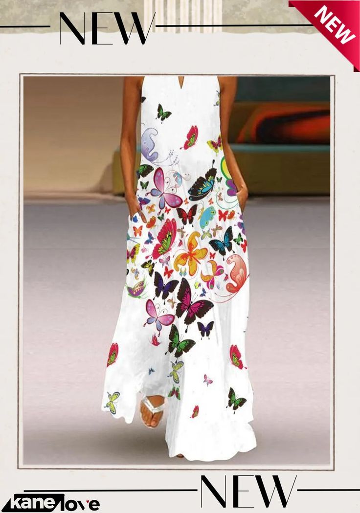 Women's Sleeveless V-neck Floral Printed Maxi Dress Summer Printed Maxi V-neck Dress, Casual White V-neck Summer Dress, White V-neck Maxi Dress For Summer, White V-neck Sleeveless Dress For Summer, Multicolor V-neck Maxi Dress For Summer, Bohemian Sleeveless V-neck Dress For Summer, White Maxi V-neck Dress For Summer, White Maxi Length V-neck Dress For Summer, Casual White V-neck Dress For Summer