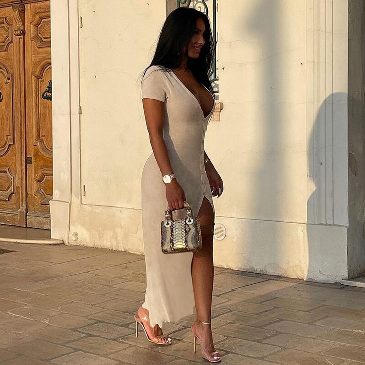 Product Show： V-neck Bodycon Maxi Dress For Beach, Summer V-neck Bodycon Dress For Day Out, Elegant Fitted V-neck Dress For Vacation, Stretch V-neck Mini Dress For Vacation, Elegant V-neck Bodycon Dress For Vacation, Elegant Beige V-neck Dress For Day Out, Beige Stretch V-neck Mini Dress, Elegant V-neck Solid Bodycon Dress, Casual Bodycon V-neck Dress