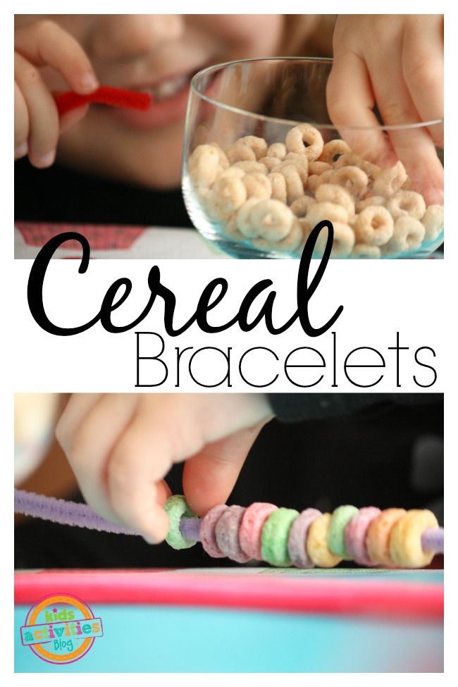 cereal bracelets are an easy and fun activity for toddlers to learn how to make them