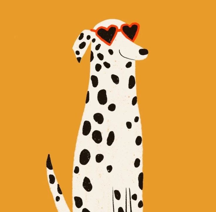 a dalmatian dog with heart shaped sunglasses