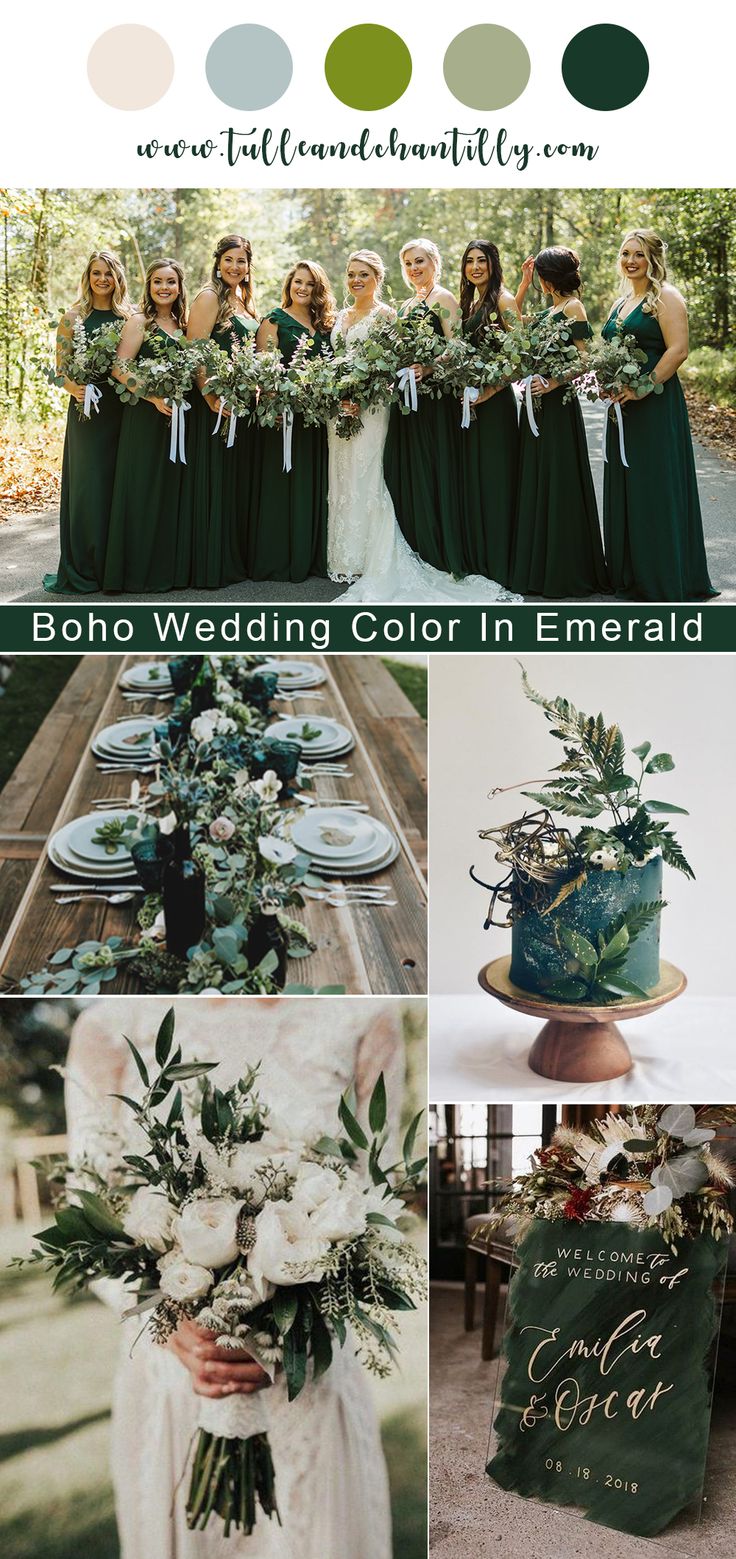 green and white wedding color palettes