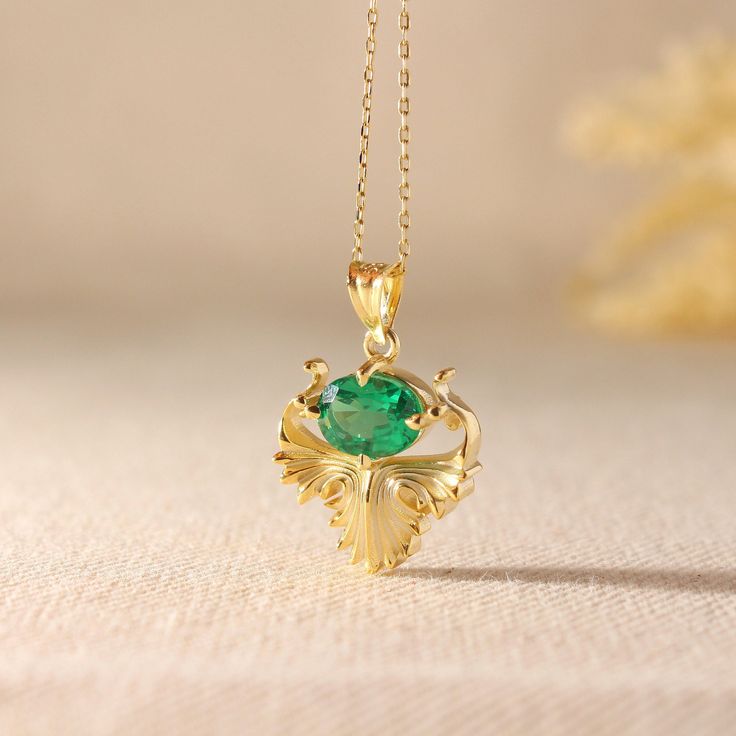 Oval Emerald Necklace 14k Solid Gold Green Gemstone Pendant Dainty Avantgarde Emerald Necklace. A great choice for birthdays, Valentine's Day and special occasions. ➤ Necklace Details * 14K Yellow Gold * Chain Gold Color Options; 14K White, Yellow, Rose Gold * Gold chain width: 0.25*0.30 millimeter ➤ Symbol Details * Symbol width: 16 millimeter * Symbol length: 19 millimeter * Ready to Ship 1-2 Business Days ➤ Gem Details * Gem width: 6 * Gem length: 8 * Gem: Emerald * Gem cut: Oval * Gem carat: Gold Emerald Heart Pendant Jewelry, Emerald Heart Pendant Necklace As A Gift, Yellow Gold Emerald Necklace As Gift, Fine Yellow Gold Emerald Necklace As Gift, Green Flower Pendant Necklace For Anniversary, Yellow Gold Emerald Necklaces As A Gift, Yellow Gold Emerald Clavicle Necklace For May Birthstone, May Birthstone 14k Gold Clavicle Chain Necklace, 14k Gold Emerald Birthstone Necklace For Anniversary