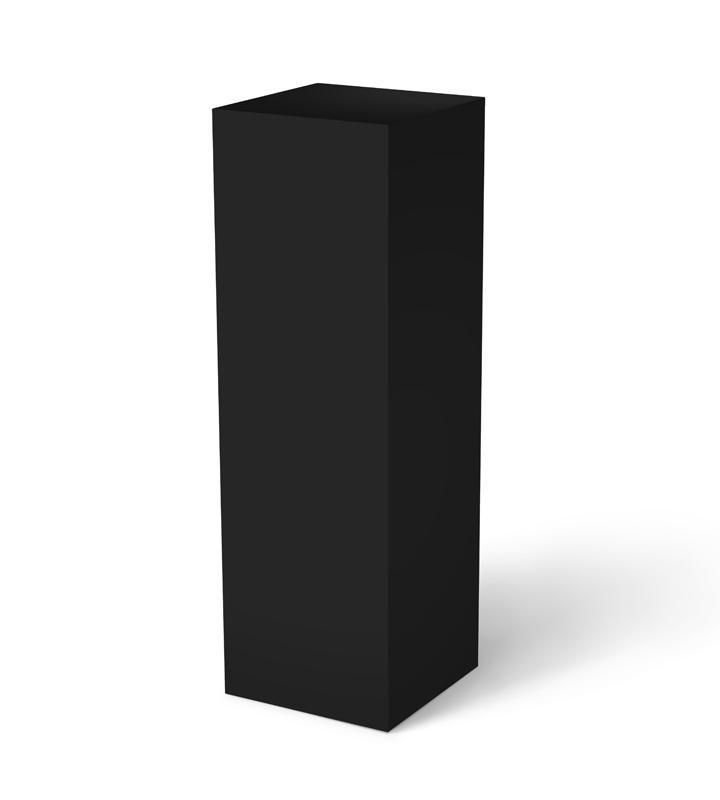 "Black Satin Laminate Pedestal 11-1/2" x 11-1/2" 18" -- – Pedestal Source" Art Pedestal, Chanel Little Black Dress, Calcutta Marble, False Bottom, Display Pedestal, Sculpture Stand, Dramatic Lighting, Overhead Lighting, Artwork Display