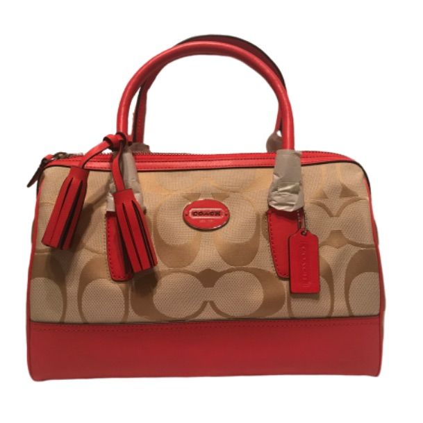 Coach Signature Bag -Brand New -Top Zipper -From Full Price Store Not Outlet Store Feel Free To Make An Offer Red Coach Satchel, Designer Red Bags With Handles, Coach Red Satchel With Detachable Handle, Red Coach Shoulder Bag With Detachable Handle, Red Coach Bag For On-the-go, Red Handheld Bag With Gold-tone Hardware, Red Handheld Bags With Gold-tone Hardware, Coach Red Satchel With Detachable Strap, Red Handheld Bag For On-the-go