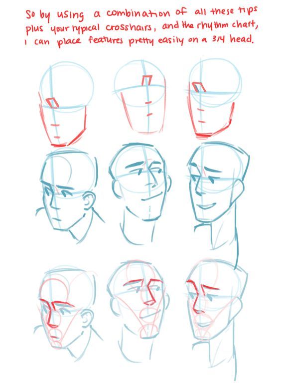 how to draw faces with different angles and shapes for the head, neck and shoulders