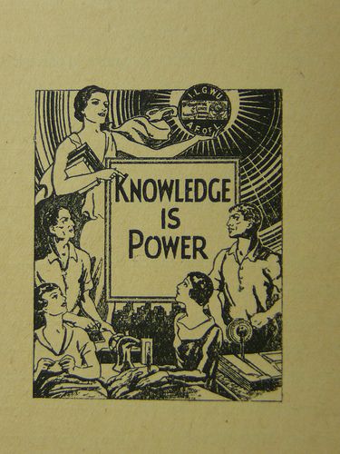 an old poster with people around it that says,'knowledge is power'in black and white