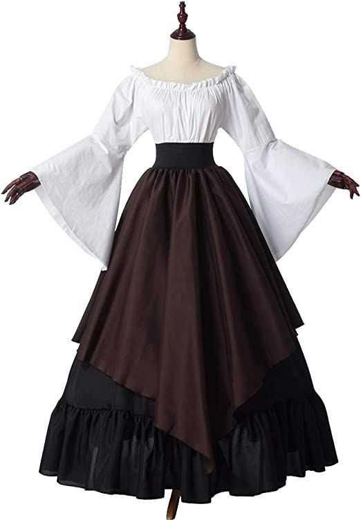 Fantasy Dress Peasant, Mideavel Dresses, Cool Clothes For Women, Medieval Womens Clothing, Midevil Pesant Outfits, Medieval Dress Design, Peasant Outfit Medieval, Medieval Fashion Women, Fantasy Peasant Dress