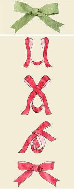 ribbons and bows are arranged in the shape of letters