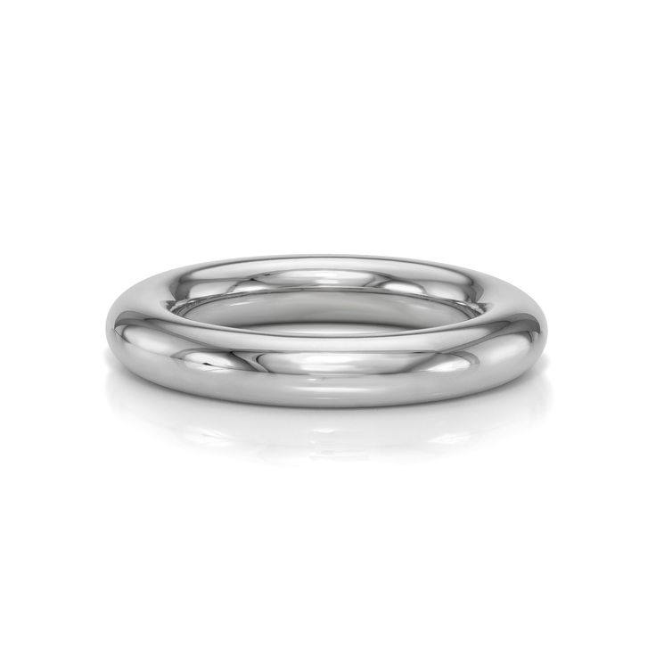 SINGLE STONE LARGE LEDA BAND | 4mm handcrafted high polish round band.