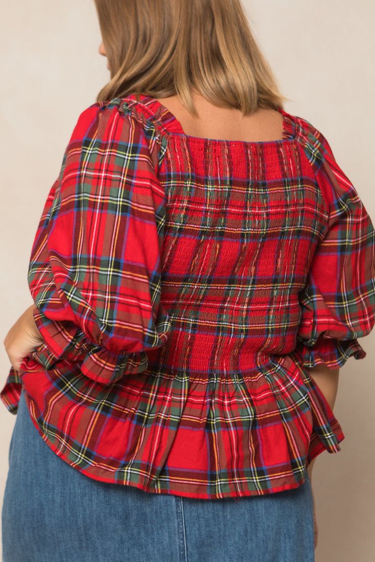 Everybody's favorite holiday plaid print in our best-selling Madeline Top! This look is an absolute MUST-HAVE for the holiday season. Perfectly paired with your go-to denim, this blouse will be something you find yourself reaching for all season long. Featuring all your favorite ivy details - smocking, square neckline, ruffles and more! City Woman, Holiday Plaid, Nursing Friendly, Find Yourself, Square Necklines, Plaid Print, Favorite Holiday, Square Neckline, Ruffle Trim