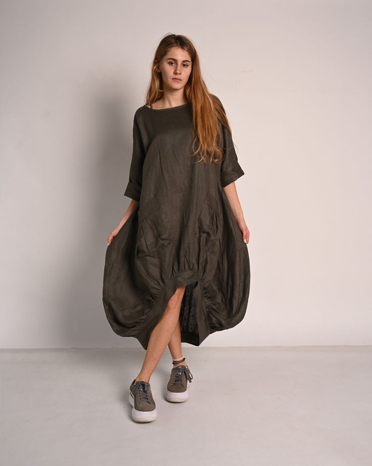 ☀  SUMMER extravagant dress Dark green  summer 100% linen dress. Casual new fashion trend.  Amazing summer dress. Comfortable and unique. Linen dress with big pockets. Fabric: 100% Linen Color: Dark green The dress is available in a very wide variety of colors. All clothes are handmade. 💨 EXPRESS SHIPPING Leave your phone number for couriers. Express shipping 2-3 days with DHL. https://www.etsy.com/listing/713478996/ ◾ If you would like any changes related to the garment, please contact us. Ple Spring Khaki Linen Dress, Casual Khaki Linen Dress, Green Linen Dress With Relaxed Fit For Vacation, Green Relaxed Fit Linen Beach Dress, Green Relaxed Fit Linen Dress For Vacation, Summer Lagenlook Linen Dress, Spring Vacation Lagenlook Linen Dress, Green Linen Dress With Relaxed Fit For Summer, Spring Olive Linen Dress