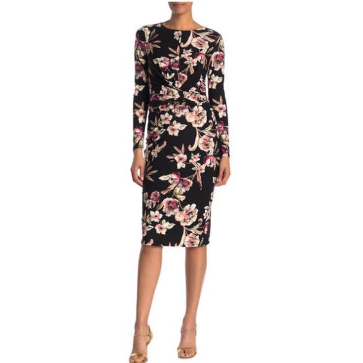 New Rachel Rachel Roy Stella Floral Midi Dress In Black Combo. Size Xs. Details: Combine Style And Comfort In The Stella Dress Featuring An Allover Floral Print And Knit Construction. Crew Neck Long Sleeves Slips On Over Head Floral Print Self-Tie Waist Unlined Measurements: Length- 42” Pit To Pit- 15” Waist- 13.5” D10019 Floral Print Sheath Midi Dress For Date Night, Sheath Midi Dress With Floral Print For Date Night, Black Floral Print Sheath Midi Dress, Black Sheath Midi Dress With Floral Print, Fitted Black Midi Dress With Floral Print, Stella Dress, Roy Black, Rachel Roy, Floral Midi Dress