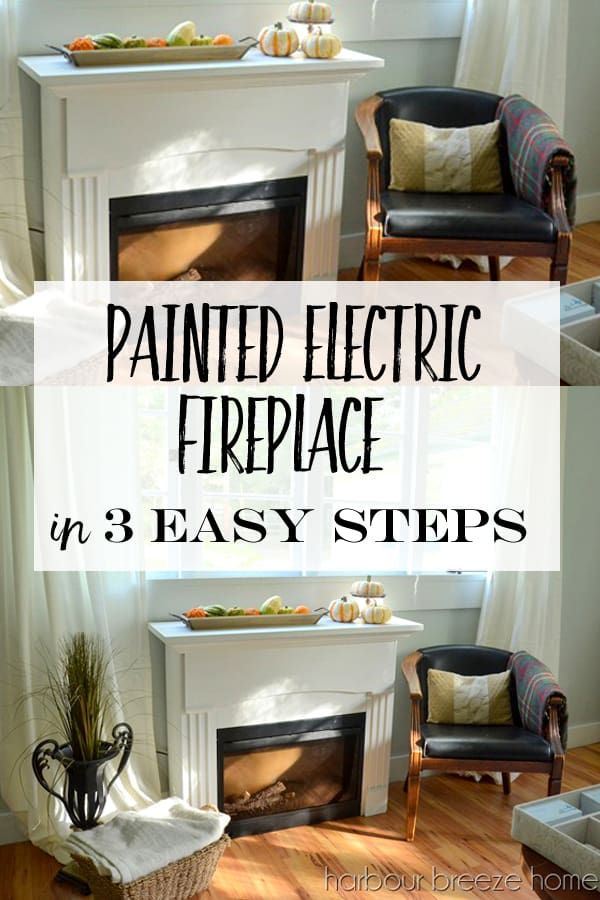 the fireplace is painted white and has three easy steps to paint it