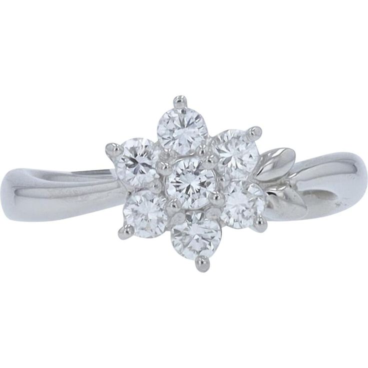 Envision the delicate beauty of a dew-kissed blossom gently resting upon your finger. This stunning PT900 Diamond Flower Ring, with a total diamond weight of 0.50 carats, captures the essence of nature’s elegance in its intricate design. Each diamond is meticulously selected and arranged to form a radiant floral motif, creating a sparkling bouquet that exudes sophistication and charm.Crafted from luxurious Platinum 900, the ring's band provides a lustrous and enduring foundation, enhancing the b Diamond White Flower-shaped Ring With Diamond Accents, Diamond White Flower Shaped Diamond Ring, Elegant Flower-shaped Diamond Ring With Brilliant Cut, White Diamond Flower-shaped Ring With Accents, Elegant Flower Shaped Diamond Ring With Brilliant Cut, Flower Shaped Diamond White Ring With Diamond Accents, White Flower-shaped Diamond Ring, Brilliant Cut White Gold Flower Ring, White Gold Flower Shape Diamond Ring With Prong Setting