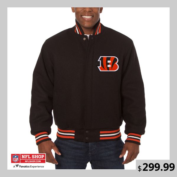 Get the finishing piece for your new favorite outfit when you grab this Cincinnati Bengals Embroidered Wool Jacket from JH Design. Embroidered Wool, Cincinnati Bengals, Wool Jacket, Cincinnati, Outerwear Jackets, Cold Weather, Varsity Jacket, Favorite Outfit, Stainless Steel