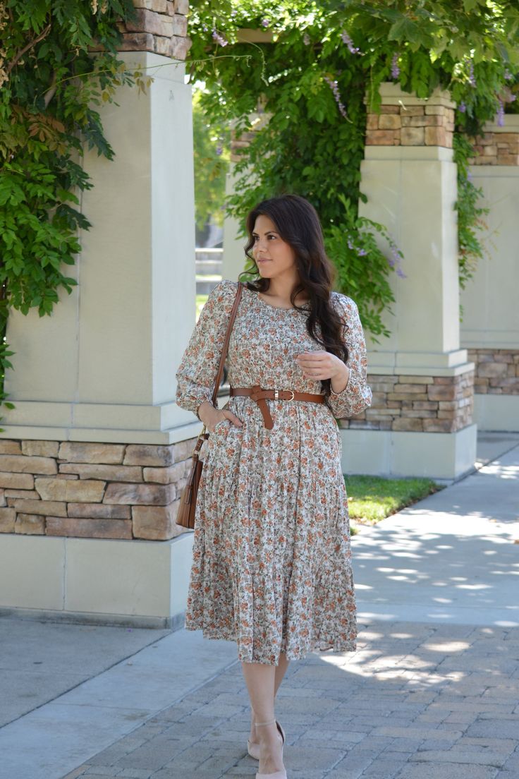 We all love the smocked dresses, but this one is a keeper! Vintage small floral Pockets Smocked detail upper Tiered skirt wide flare hips 100% Rayon Modeled in large 5'6" Small (bust 36"/waist 28-30"/length 48") Medium (bust 38"/waist 30-32"/length 48") Large (bust 40"/waist 32-34"/length 48") *To measure yourself: Bust - measure the widest part of your bust with your bra on. Waist - measure the most narrow part (usually bellybutton) Hips - measure most widest part around thighs (usually 10 inches from waist) Smocked Dresses, Fall Winter Dresses, Floral Pocket, Ankle Length Dress, Skirt Belt, Swim Skirt, Spring Summer Dress, Dress Gift, All Love