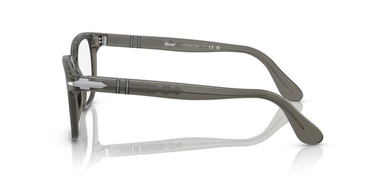 Elevate your style game with Persol PO3263V eyeglasses. The square shape and polished finish of the grey acetate frame give these glasses a sleek, modern look. The saddle bridge ensures a comfortable fit, while the square shape adds a touch of sophistication to any outfit. These shades are a versatile choice for those seeking both fashion and function. Available with prescription lenses. Modern Gray Sunglasses For Formal Occasion, Classic Gray Sunglasses With Mirrored Lenses, Formal Gray Sunglasses With Gradient Lenses, Gray Sunglasses With Mirrored Square Frame, Classic Gray Sunglasses With Tinted Lenses, Modern Gray Sunglasses With Polarized Lenses, Classic Gray Square Frame Sunglasses, Gray Sunglasses With Mirrored Lenses And Square Frame, Classic Gray Polarized Sunglasses