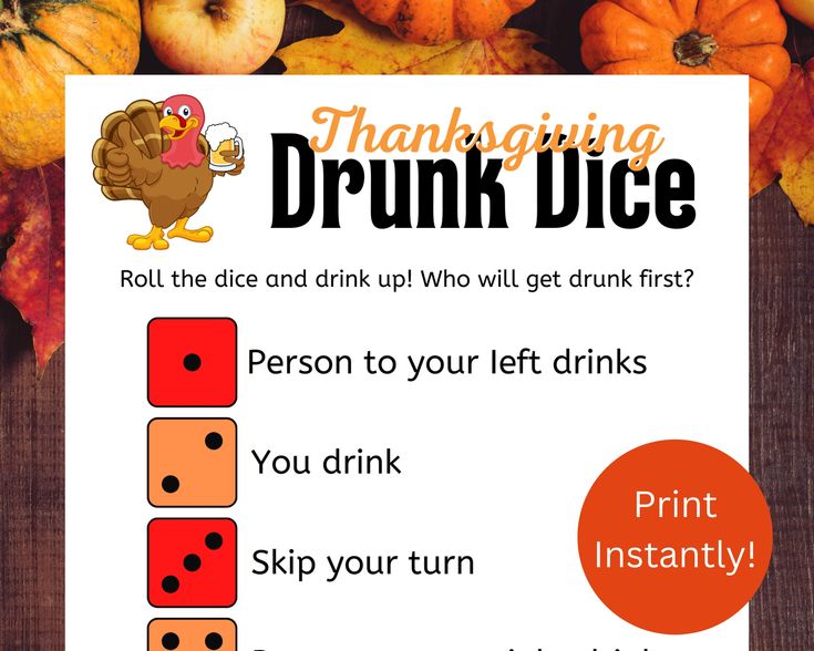 a thanksgiving drink chart with pumpkins and other decorations