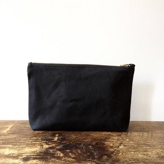 Black Waxed Canvas Pouch with Brass Zipper, minimalist style utility pouch, large zipper travel pouc Minimalist Zipper Pouch For Everyday Use, Minimalist Everyday Zipper Pouch, Canvas Travel Pouch With Zipper, Everyday Canvas Cosmetic Bag With Zipper, Canvas Pouch For Everyday Use, Cotton Pouch With Zipper Closure For Everyday Use, Cotton Pouch With Zipper For Everyday Use, Practical Everyday Pouch With Zipper Closure, Everyday Canvas Cosmetic Bag With Zipper Closure