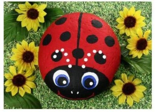 two pictures one with a ladybug and the other has sunflowers on it