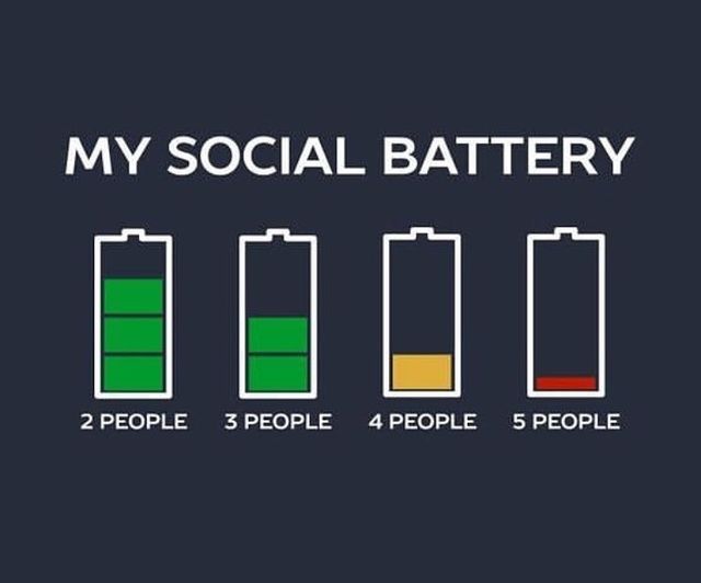 four batteries with the words, my social battery