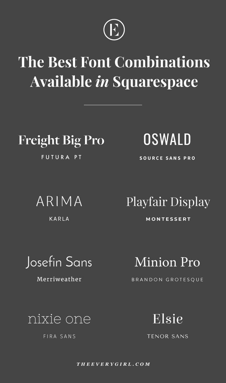 the best font combinations available in squarespaces for web design and graphic art projects