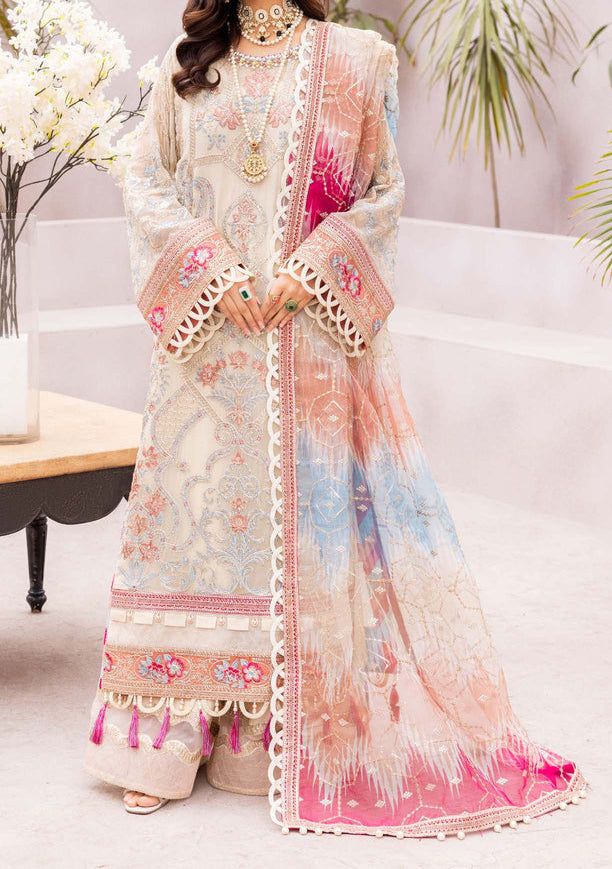 Floral Print Long Sleeve Chiffon Dress In Georgette, Bohemian Embroidered Organza Dresses, Pink Digital Print Dress For Festive Occasion, Bohemian Organza Dress With Sheer Dupatta, Pink Dress With Digital Print For Festive Occasion, Pink Printed Wedding Dress, Eid Chiffon Dresses With Long Sleeves, White Georgette Dress With Dupatta, Festive Organza Dress With Digital Print