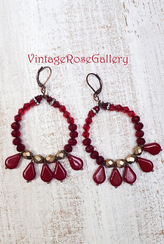 Red Boho Chic Earrings, #VintageRoseGallery , #etsy  Red Chandelier Earrings , Bohemian Earrings, Artistic Earrings , Statement  Earrings Red Teardrop Chandelier Earrings As Gift, Bohemian Teardrop Chandelier Earrings For Celebration, Red Pierced Earrings For Celebration, Bohemian Handmade Teardrop Earrings For Party, Handmade Bohemian Teardrop Earrings For Parties, Red Earrings For Celebrations, Red Beaded Dangle Earrings, Red Drop Beaded Earrings For Celebration, Handmade Red Hoop Earrings For Party