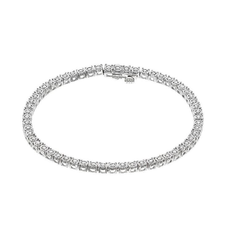 Dress to dazzle whenever you pair this stunning diamond tennis bracelet with your favorite outfits. Dress to dazzle whenever you pair this stunning diamond tennis bracelet with your favorite outfits.Click on this JEWELRY & WATCHES GUIDE to learn about fit, styles, materials and more! Nickel free Metal: sterling silver Length: 7 in. Packaging: boxed Finish: polishedDIAMOND DETAILS Total weight: 1/2 ct. Shape: round Setting: prong Gemstones may have been treated to enhance their appearance. Special care may be required. Please visit our Gemstone Treatment & Special Care Guide for more information. Image(s) may be enlarged to show detail. Please note, due to the high value of this item, a signature may be required upon delivery. Size: 7". Color: Silver Tone. Gender: female. Age Group: adult. Classic Sparkling Diamond Bracelet For Anniversary, Classic Sparkling Diamond Bracelet, Sparkling Diamond Tennis Bracelet For Formal Occasions, Classic Diamond Tennis Bracelet With Sparkle, Classic Diamond Tennis Bracelet Sparkling, Classic Sparkling Diamond Tennis Bracelet, Dazzling Tennis Bracelet With Sparkling Stones For Formal Occasions, Formal Dazzling Tennis Bracelet With Sparkling Stones, Anniversary Diamond White Sparkling Tennis Bracelet