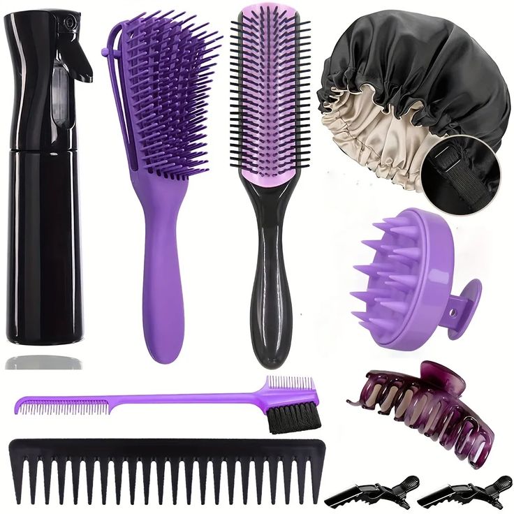 Black Natural Hair, Sleep Bonnet, Curly Hair Brush, Hair Spray Bottle, Hair Brush Set, Detangling Hair Brush, Shampoo Brush, Detangling Brush, Natural Hair Styles Easy