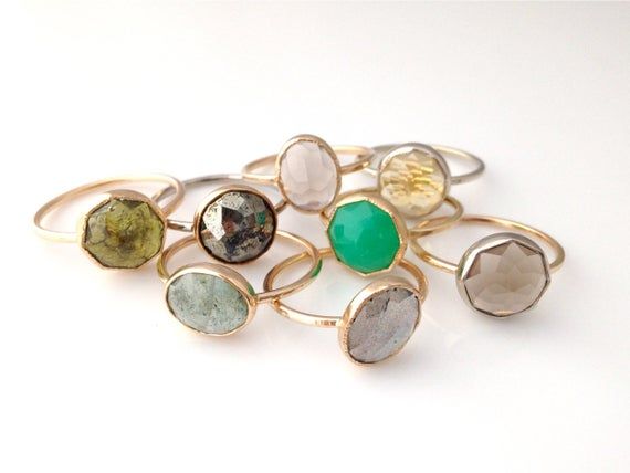 Gemstone STACKER Ring with Mixed 14k Yellow Gold and Sterling Silver, Handmade Birthstone Ring with Gold Rings With Gemstone Accents For Gift, Adjustable Stackable Rings With Gemstone Accents, Faceted Gemstones Fine Jewelry, Faceted Round Gemstones For Fine Jewelry, Adjustable Oval Rings With Gemstone Accents, Fine Jewelry Faceted Promise Ring, Fine Jewelry Faceted Emerald Ring, Faceted Emerald Ring Fine Jewelry, Unique Faceted Yellow Gold Ring