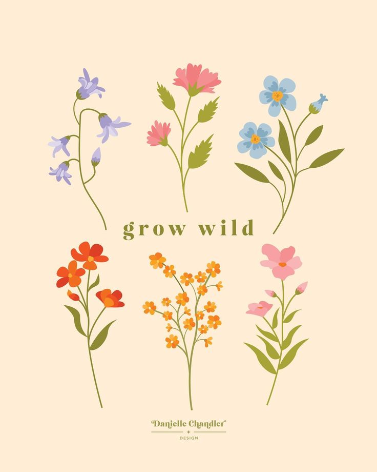 an image of flowers with the words grow wild written in it's upper right corner