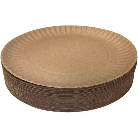 brown paper plates stacked on top of each other