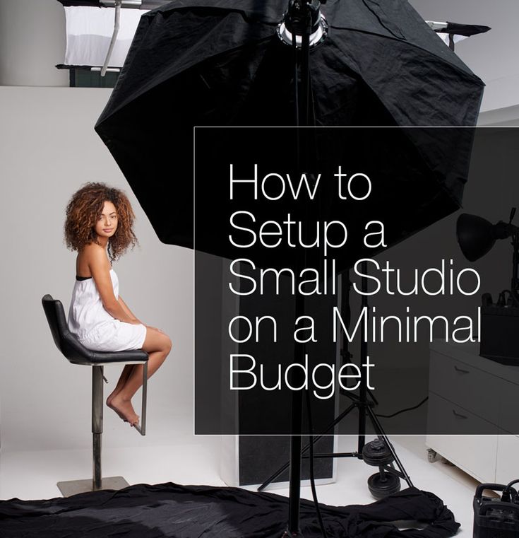 a woman sitting on a chair in front of a camera with the words how to setup a small studio on a minimal budget