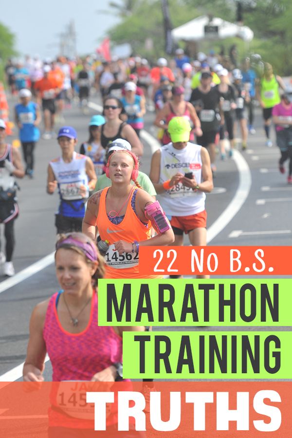 marathon training for runners with the words 22 nobs marathon training truths on it