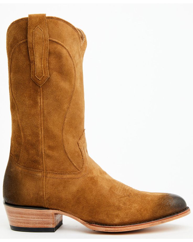 Made from rugged suede with burnishing on toe and heel for a tough worn in look. Hand laid cording detail on shaft. Mens Cowboy, Mens Cowboy Boots, Work Boots Men, Heel Caps, Men's Footwear, Tan Suede, Rubber Heels, Boots For Sale, Work Boots