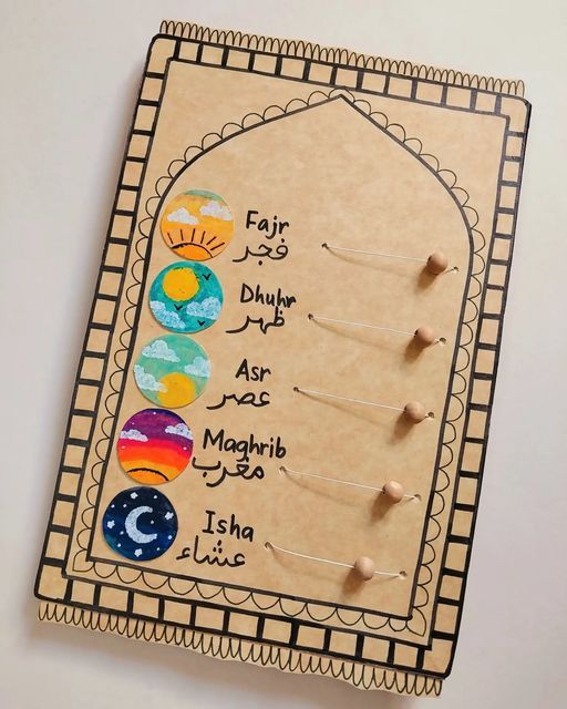 a wooden magnet board with pins in the shape of an earth and sun on it