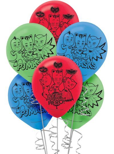 a bunch of balloons with cartoon characters on them