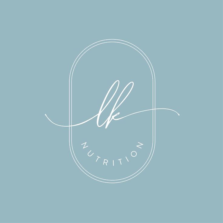 the logo for nutrition, including an oval frame and handwritten lettering on a blue background