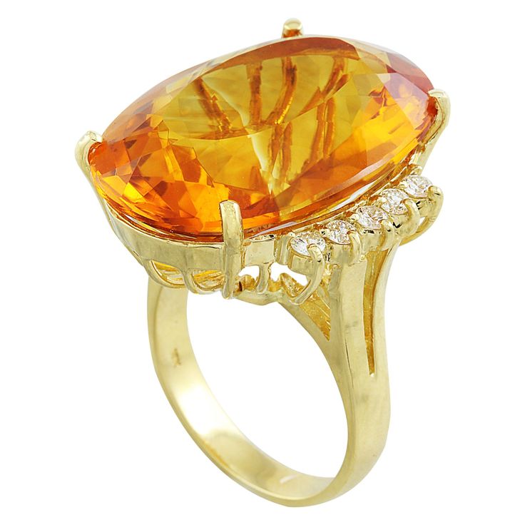 Stamped: 14K Total Ring Weight: 9.5 Grams Citrine Weight 31.80 Carat (25.80x18.20 Millimeters)Diamond Weight: 0.60 carat (F-G Color, VS2-SI1 Clarity )Face Measures: 25.80x22.50 Millimeter SKU: [600662] Yellow Gold Citrine Oval Diamond Ring, Oval Citrine Diamond Ring In Yellow Gold, Formal Topaz Ring With Citrine Center Stone, Formal Yellow Gold Rings With Gemstone Accents, Yellow Rings With Gemstone Accents For Formal Occasions, Formal Yellow Rings With Gemstone Accents, Formal Oval Yellow Topaz Ring, Formal Yellow Oval Topaz Ring, Oval Diamond Ring With Gemstone Accents For Formal Occasions